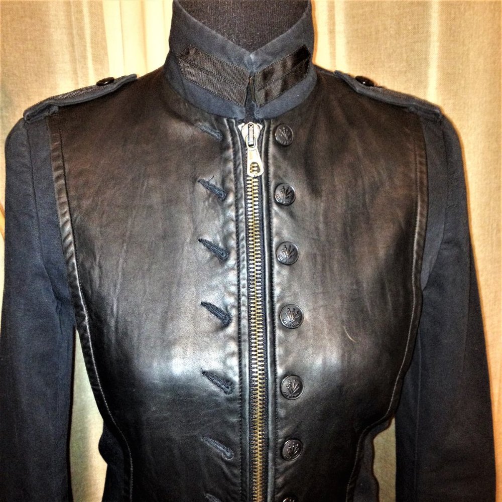 Rag & Bones Leather Mixed Media Military Jacket - Picture 4 of 12